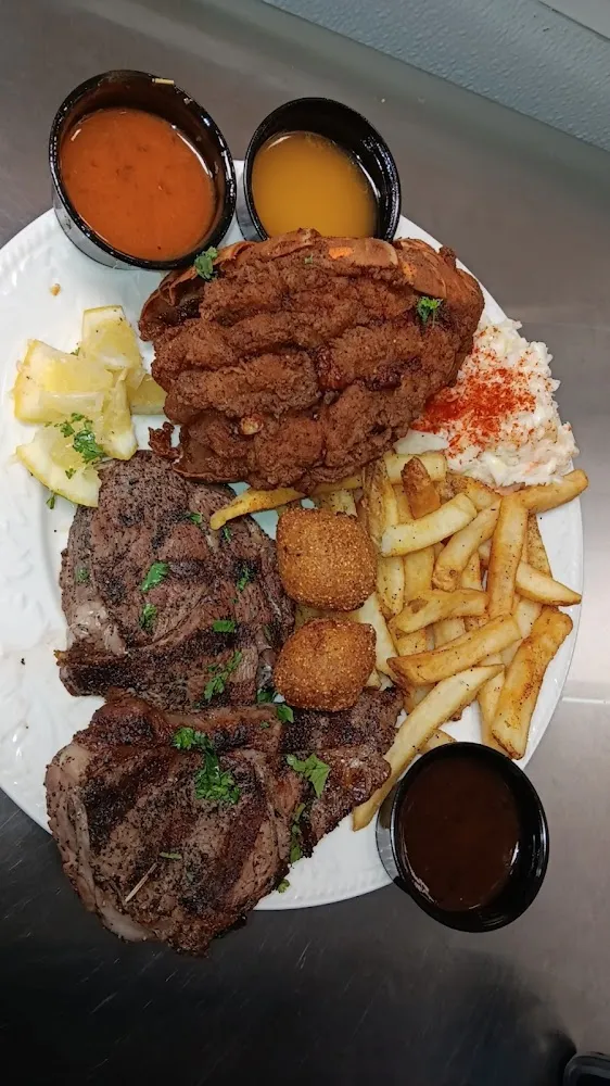 Surf and Turf with Fried Lobster Tail
